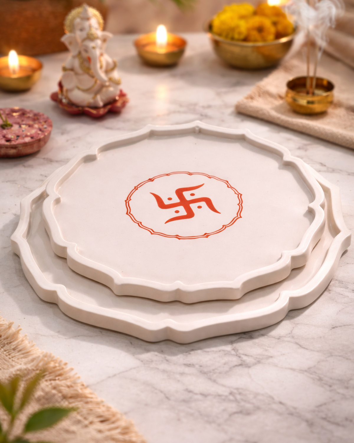 Swastik Pooja Decorative Thali